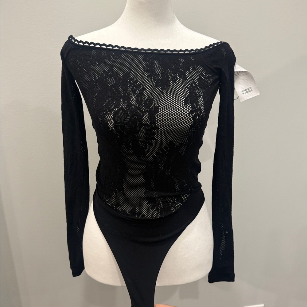 The Attico Elegant Black Lace Bodysuit